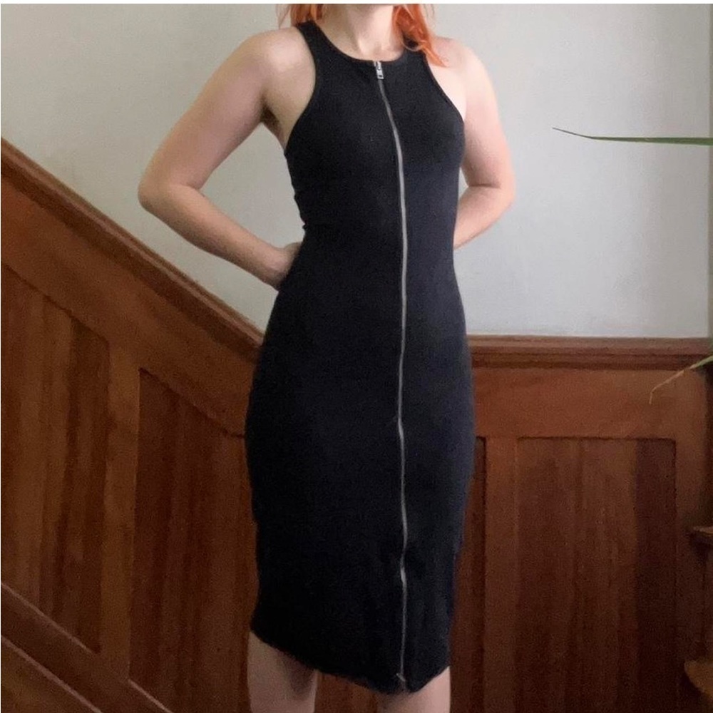 Express Black MIDI Stretch Bodycon dress Zipper Size M​​​​​​​​​​​​